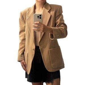 Vintage Liz Claiborne Collection Tan/Beige Wool Blazer Jacket Size 4